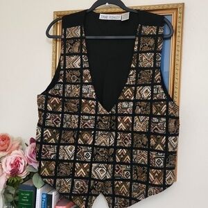 Vintage Beaded Vest Jane Ashley Size Large Retro Glam Maximalist Collegiate